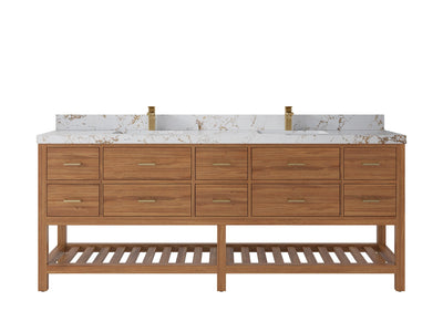 Parker Teak Wood 84 in. W x 22 in. D Double Sink Bathroom vanity with - Willow Bath and Vanity