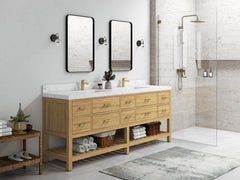 Parker Teak Wood 84 in. W x 22 in. D Double Sink Bathroom Vanity - photo 2