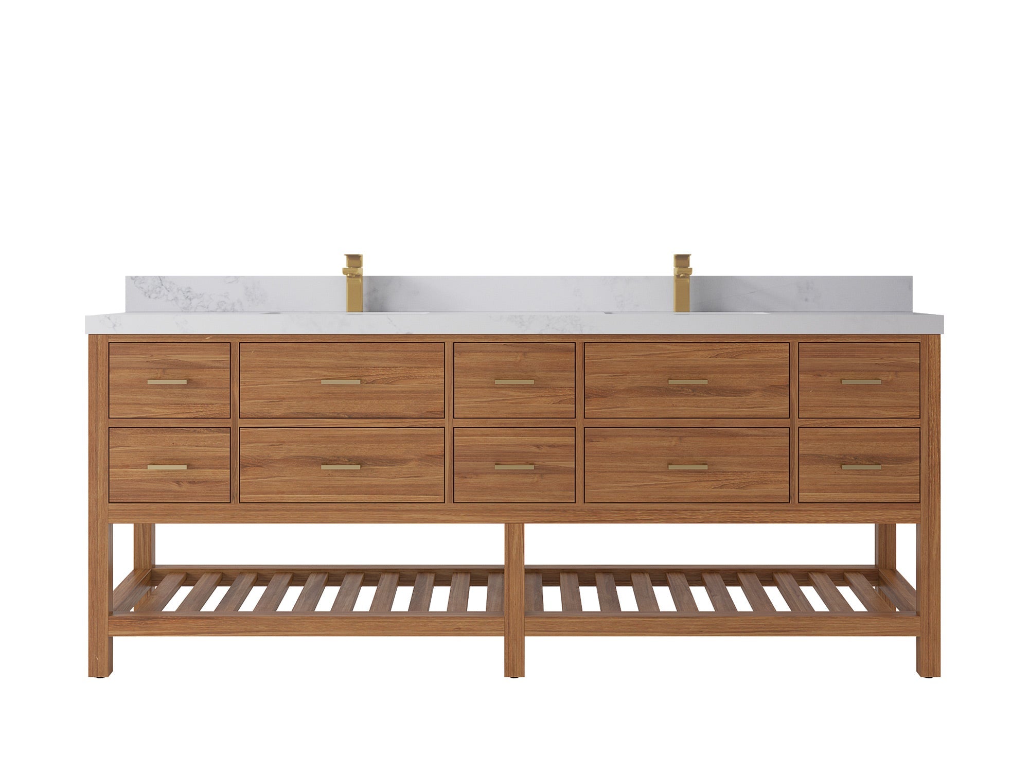 Parker Teak Wood 84 in. W x 22 in. D Double Sink Bathroom vanity with - Willow Bath and Vanity