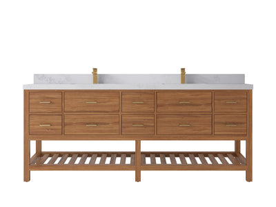Parker Teak Wood 84 in. W x 22 in. D Double Sink Bathroom vanity with - Willow Bath and Vanity