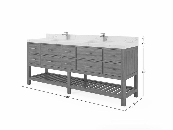 Parker Teak Wood 84 in. W x 22 in. D Double Sink Bathroom vanity with - photo 5