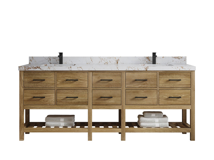 Parker Teak Wood 84 in. W x 22 in. D Double Sink Bathroom Vanity - photo 18