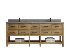 Parker Teak Wood 84 in. W x 22 in. D Double Sink Bathroom Vanity - photo 16
