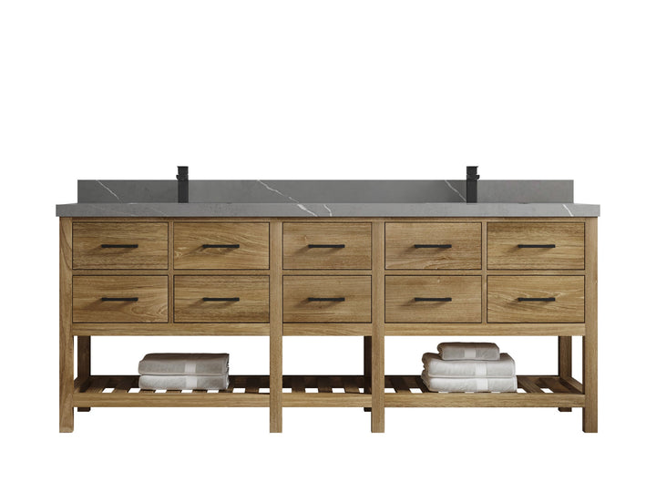 Parker Teak Wood 84 in. W x 22 in. D Double Sink Bathroom Vanity - photo 16