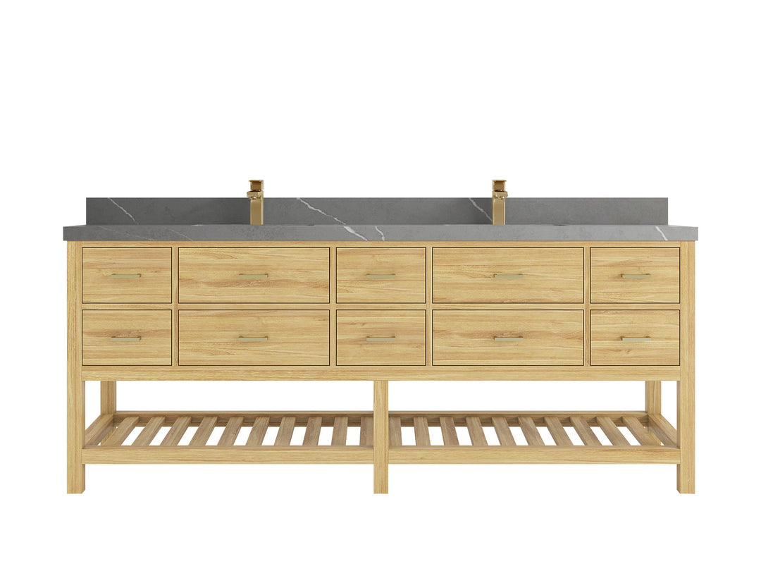 Parker Teak Wood 84 in. W x 22 in. D Double Sink Bathroom vanity with - Willow Bath and Vanity