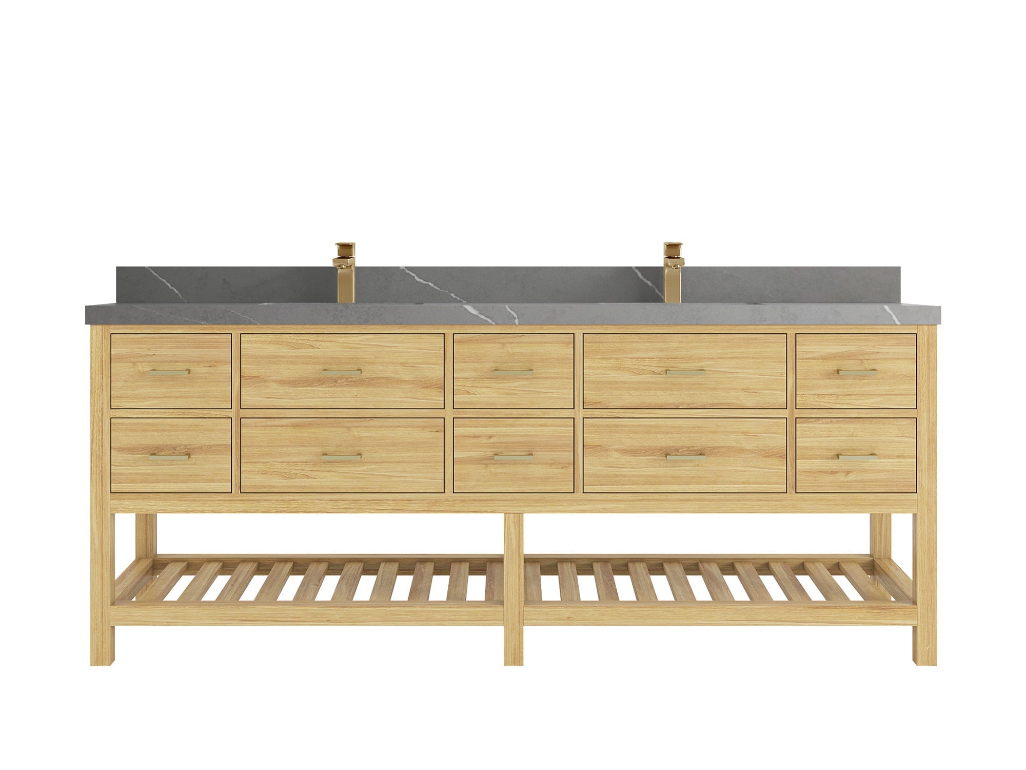 Parker Teak Wood 84 in. W x 22 in. D Double Sink Bathroom vanity with - Willow Bath and Vanity
