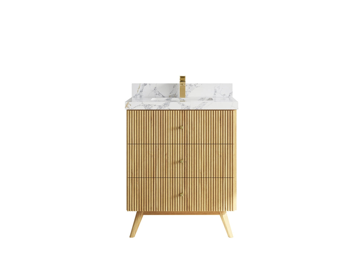 Pasadena Teak Wood 30 in. W x 22 in. D Single Sink Bathroom Vanity - Willow Bath and Vanity