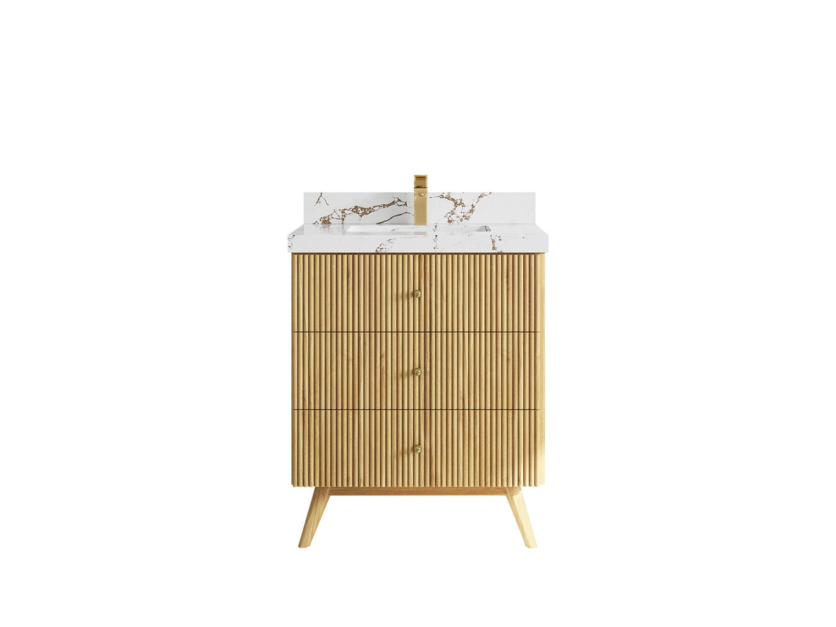 Pasadena Teak Wood 30 in. W x 22 in. D Single Sink Bathroom Vanity - Willow Bath and Vanity