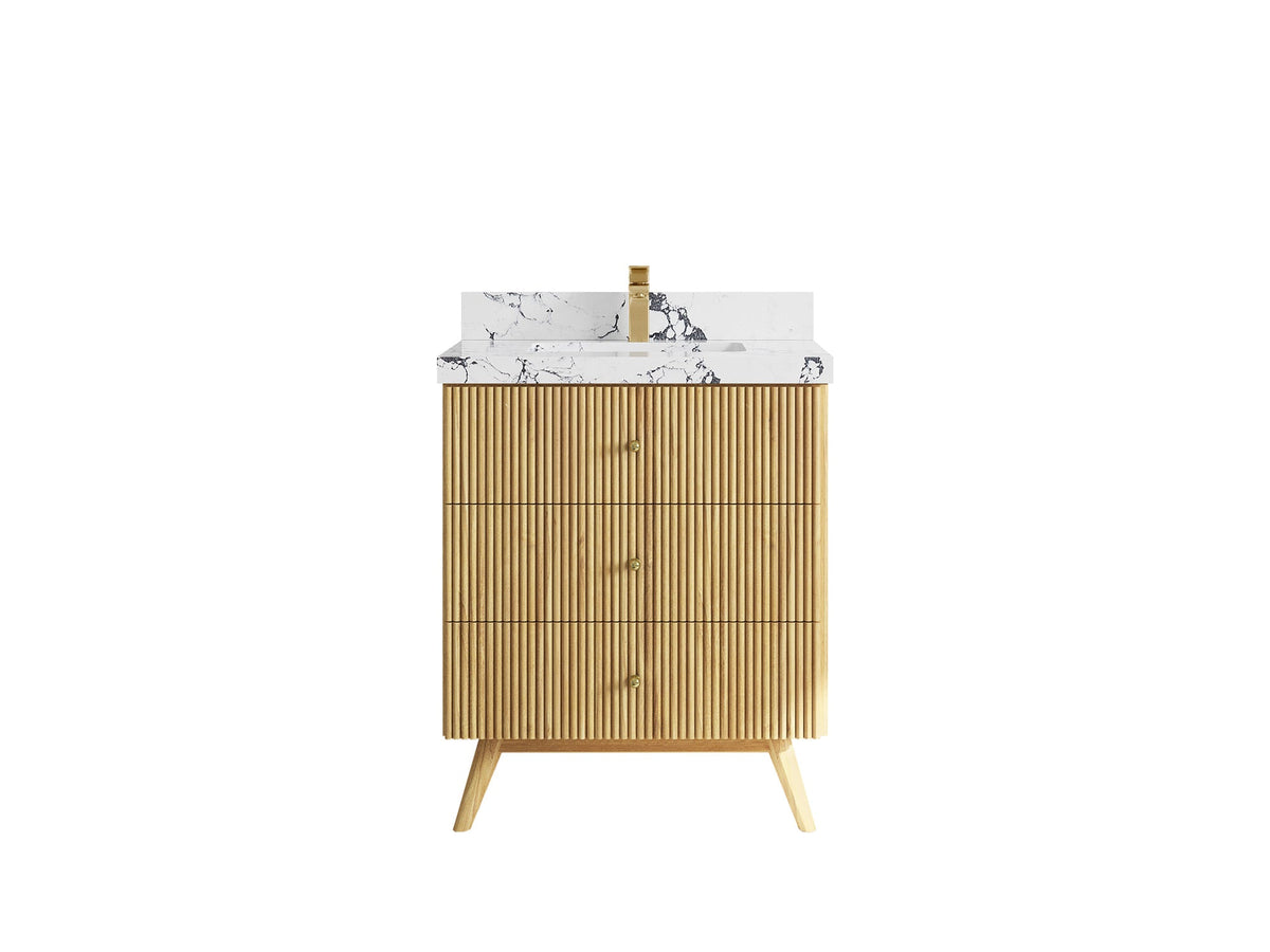 Pasadena Teak Wood 30 in. W x 22 in. D Single Sink Bathroom Vanity - Willow Bath and Vanity