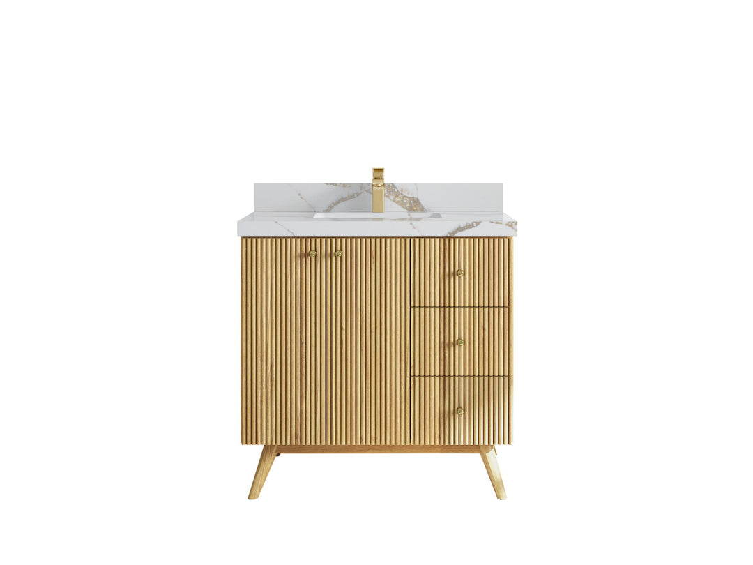 Pasadena Teak Wood 36 in. W x 22 in. D Center Sink Bathroom Vanity - Willow Bath and Vanity