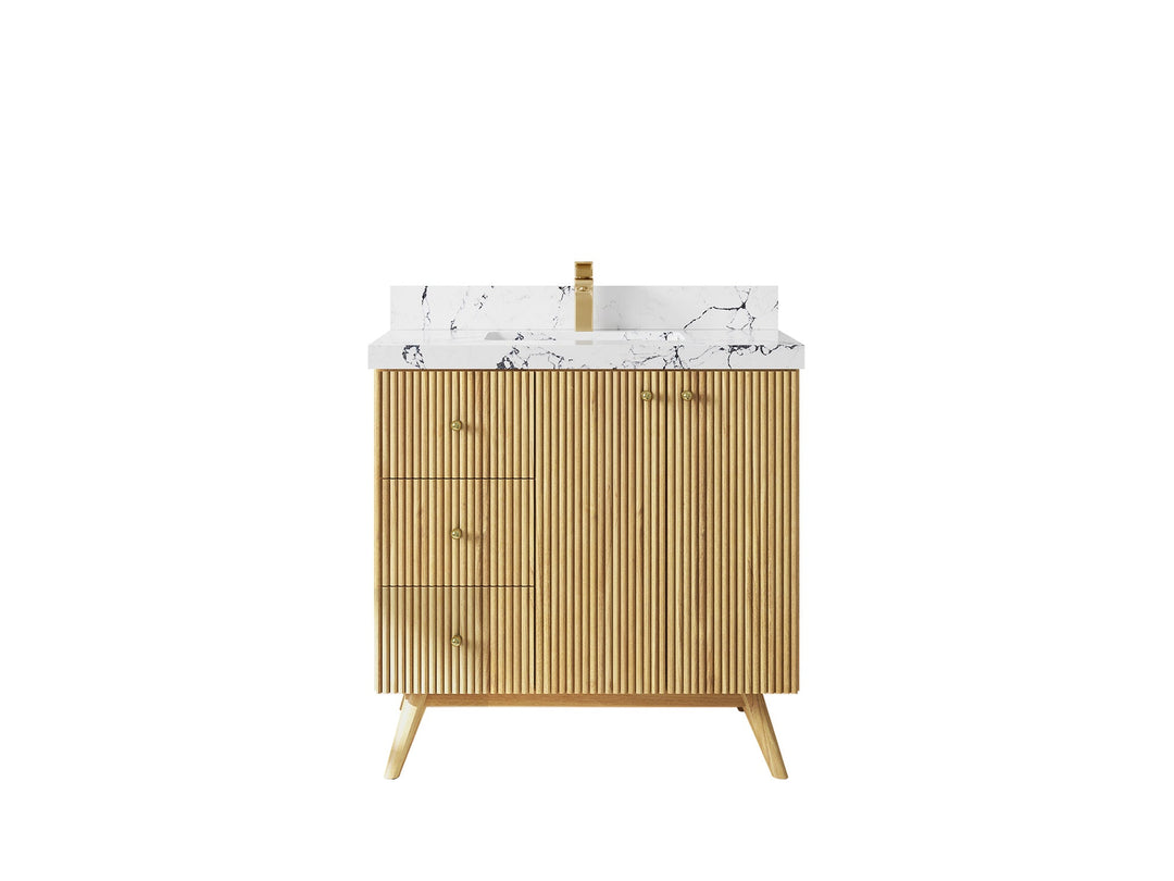 Pasadena Teak Wood 36 in. W x 22 in D Center Sink Bathroom Vanity - Willow Bath and Vanity