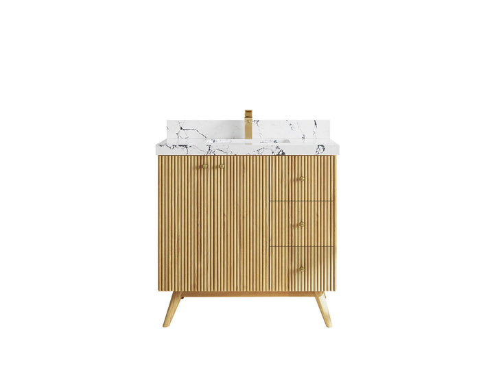Pasadena Teak Wood 36 in. W x 22 in. D Center Sink Bathroom Vanity - photo 23