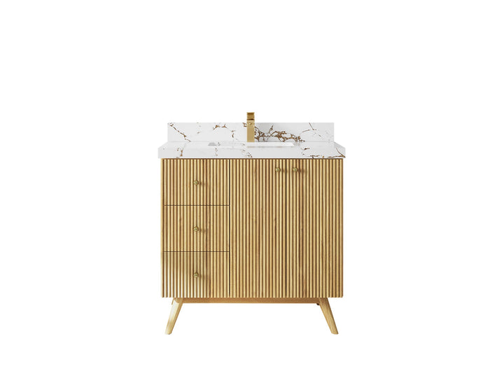 Pasadena Teak Wood 36 in. W x 22 in D Center Sink Bathroom Vanity - photo 20