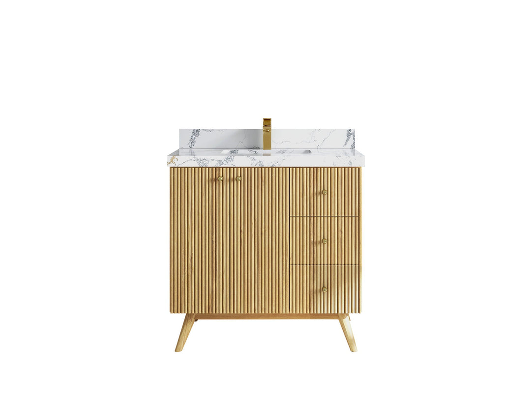 Pasadena Teak Wood 36 in. W x 22 in. D Center Sink Bathroom Vanity - Willow Bath and Vanity
