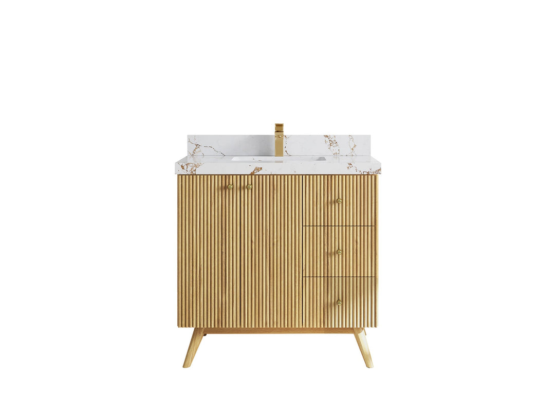 Pasadena Teak Wood 36 in. W x 22 in. D Center Sink Bathroom Vanity - Willow Bath and Vanity