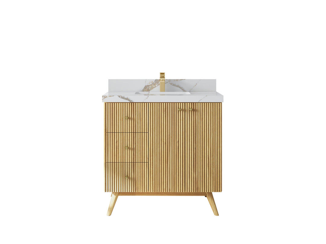 Pasadena Teak Wood 36 in. W x 22 in D Center Sink Bathroom Vanity - Willow Bath and Vanity
