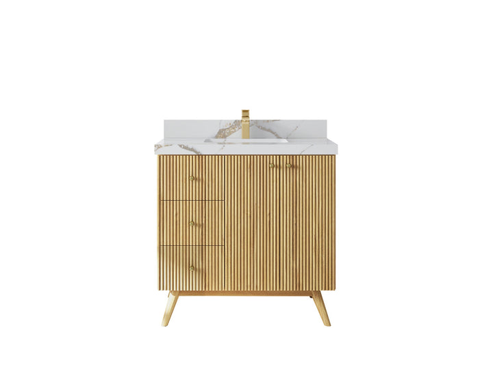 Pasadena Teak Wood 36 in. W x 22 in D Center Sink Bathroom Vanity - photo 24