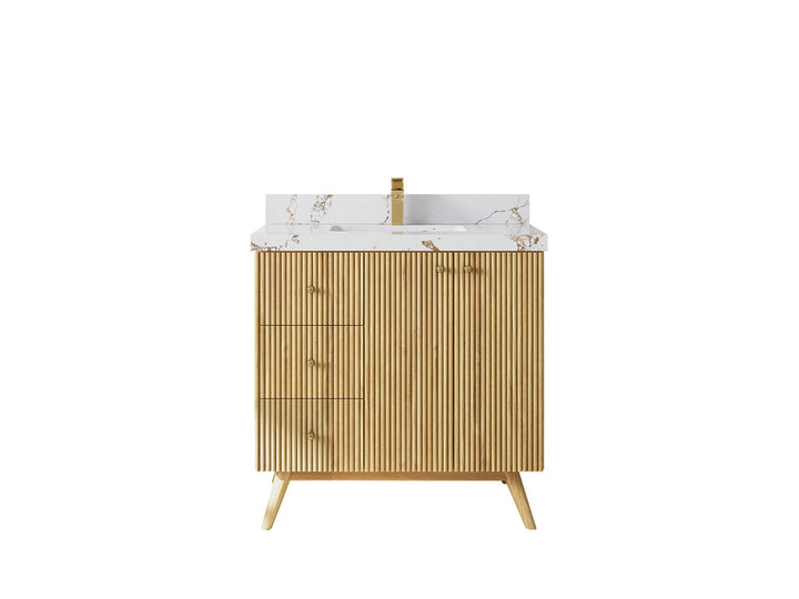 Pasadena Teak Wood 36 in. W x 22 in D Center Sink Bathroom Vanity - photo 21