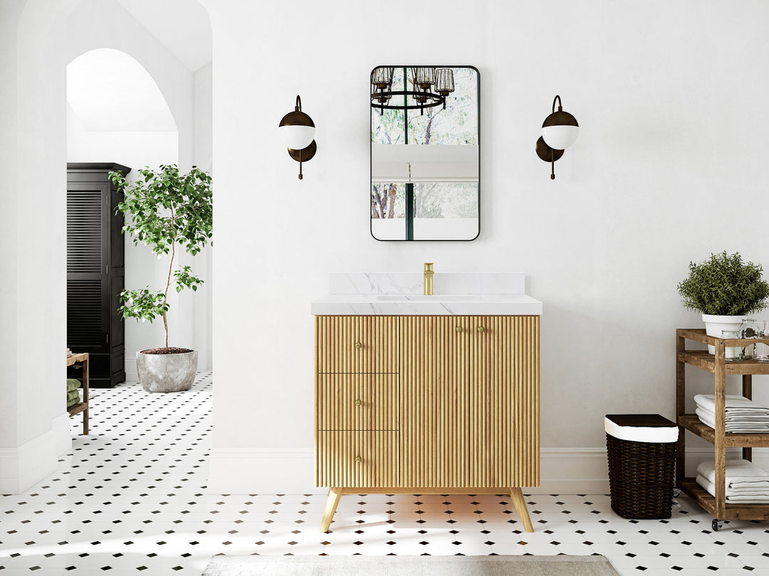 Pasadena Teak Wood 36 in. W x 22 in D Center Sink Bathroom Vanity - Willow Bath and Vanity