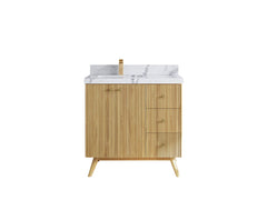 Pasadena Teak Wood 36 in. W x 22 in. D Left Offset Sink Bathroom Vanity - photo 20