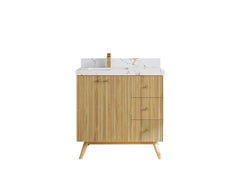Pasadena Teak Wood 36 in. W x 22 in. D Left Offset Sink Bathroom Vanity - photo 22