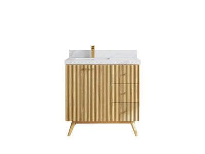 Pasadena Teak Wood 36 in. W x 22 in. D Left Offset Sink Bathroom Vanity - Willow Bath and Vanity