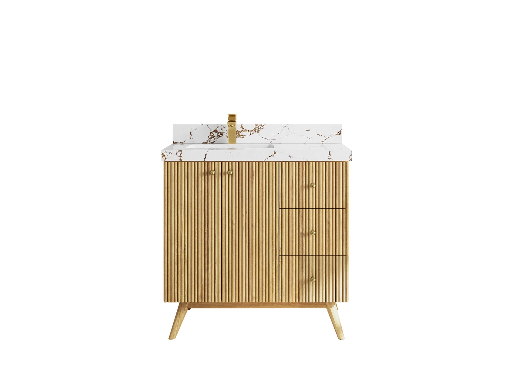 Pasadena Teak Wood 36 in. W x 22 in. D Left Offset Sink Bathroom Vanity - Willow Bath and Vanity