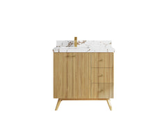 Pasadena Teak Wood 36 in. W x 22 in. D Left Offset Sink Bathroom Vanity - photo 21