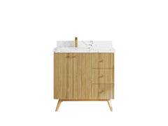 Pasadena Teak Wood 36 in. W x 22 in. D Left Offset Sink Bathroom Vanity - photo 23