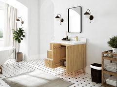 Pasadena Teak Wood 36 in. W x 22 in. D Right Offset Sink Bathroom Vanity - photo 3