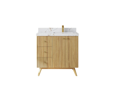 Pasadena Teak Wood 36 in. W x 22 in. D Right Offset Sink Bathroom Vanity - Willow Bath and Vanity