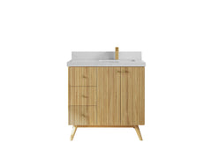 Pasadena Teak Wood 36 in. W x 22 in. D Right Offset Sink Bathroom Vanity - photo 1