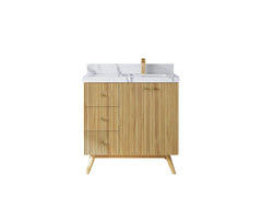 Pasadena Teak Wood 36 in. W x 22 in. D Right Offset Sink Bathroom Vanity - photo 21