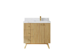 Pasadena Teak Wood 36 in. W x 22 in. D Right Offset Sink Bathroom Vanity - photo 25