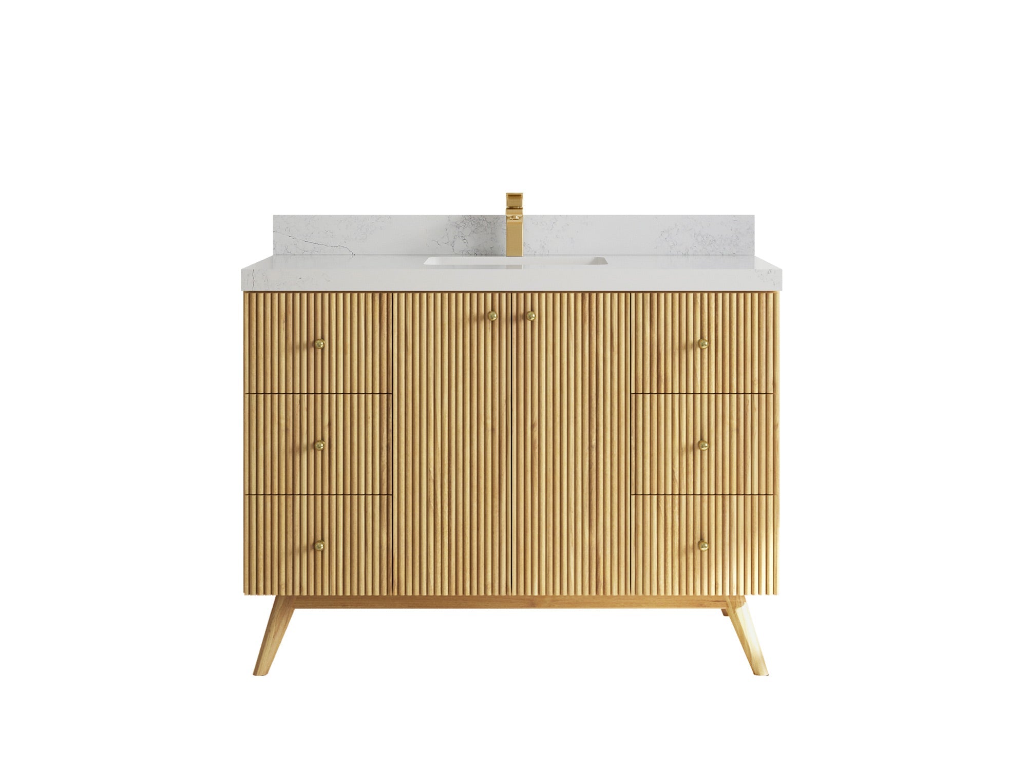 Pasadena Teak Wood 48 in. W x 22 in. D Single Sink Bathroom Vanity - Willow Bath and Vanity