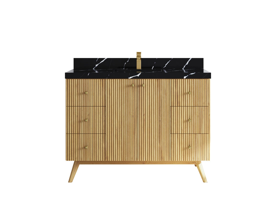 Pasadena Teak Wood 48 in. W x 22 in. D Single Sink Bathroom Vanity - Willow Bath and Vanity