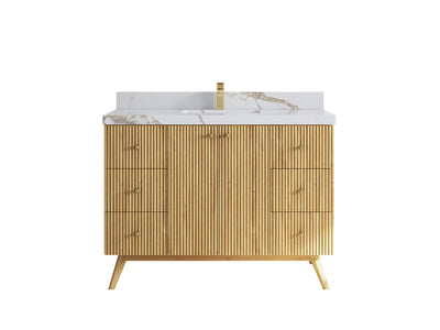 Pasadena Teak Wood 48 in. W x 22 in. D Single Sink Bathroom Vanity - Willow Bath and Vanity