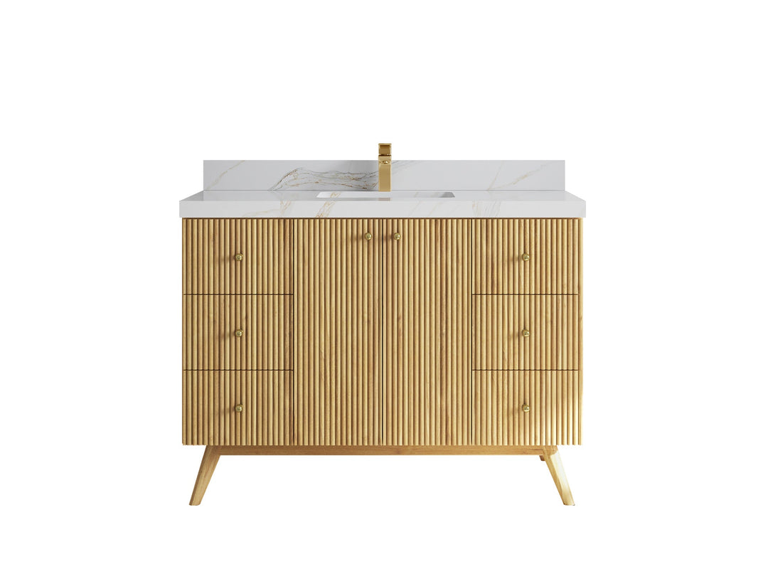 Pasadena Teak Wood 48 in. W x 22 in. D Single Sink Bathroom Vanity - Willow Bath and Vanity