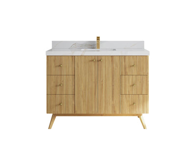 Pasadena Teak Wood 48 in. W x 22 in. D Single Sink Bathroom Vanity - Willow Bath and Vanity