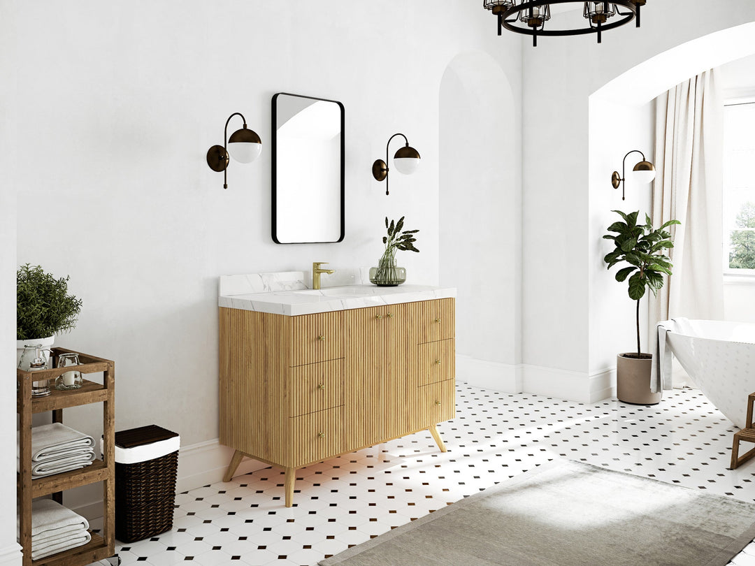 Pasadena Teak Wood 48 in. W x 22 in. D Single Sink Bathroom Vanity - Willow Bath and Vanity