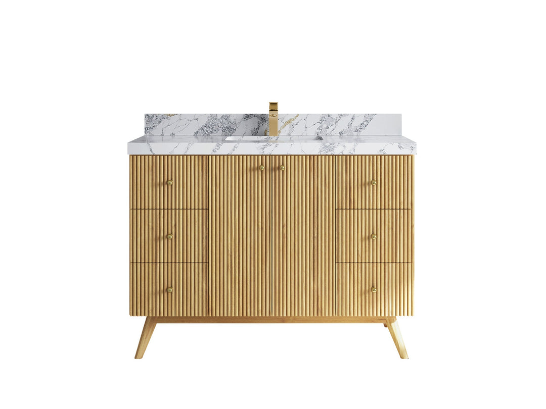 Pasadena Teak Wood 48 in. W x 22 in. D Single Sink Bathroom Vanity - Willow Bath and Vanity