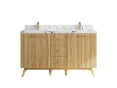 Pasadena Teak Wood 60 in. W x 22 in. D Double Sink Bathroom Vanity - photo 22