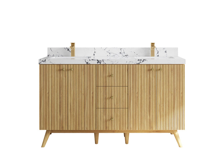 Pasadena Teak Wood 60 in. W x 22 in. D Double Sink Bathroom Vanity - photo 22
