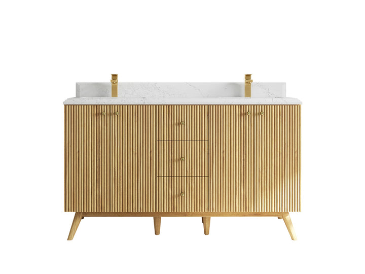 Pasadena Teak Wood 60 in. W x 22 in. D Double Sink Bathroom Vanity - photo 23