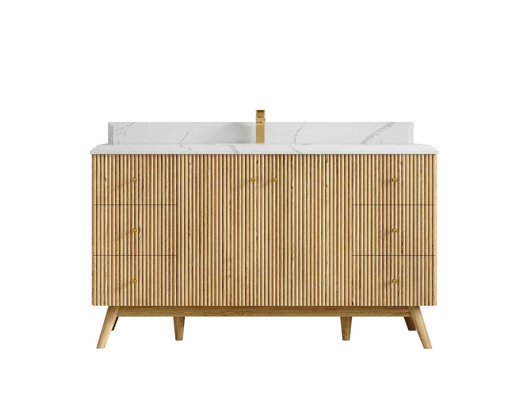 Pasadena Teak Wood 60 in. W x 22 in. D Single Sink Bathroom Vanity - Willow Bath and Vanity