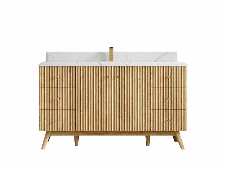 Pasadena Teak Wood 60 in. W x 22 in. D Single Sink Bathroom Vanity - photo 11