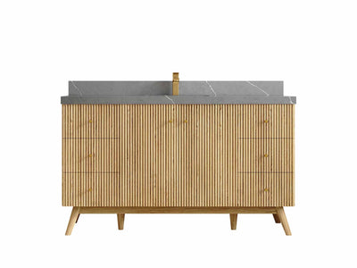 Pasadena Teak Wood 60 in. W x 22 in. D Single Sink Bathroom Vanity - Willow Bath and Vanity