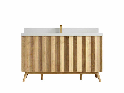 Pasadena Teak Wood 60 in. W x 22 in. D Single Sink Bathroom Vanity - Willow Bath and Vanity