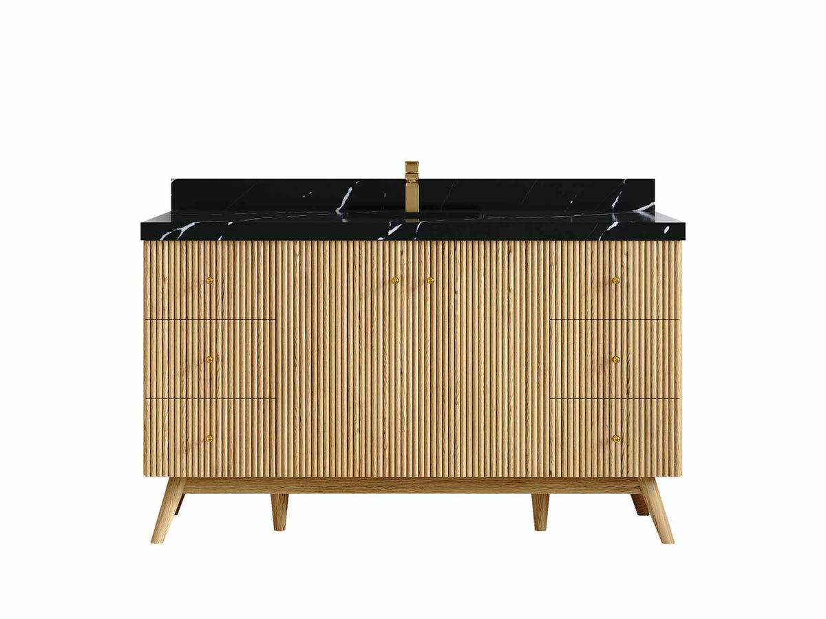 Pasadena Teak Wood 60 in. W x 22 in. D Single Sink Bathroom Vanity - Willow Bath and Vanity