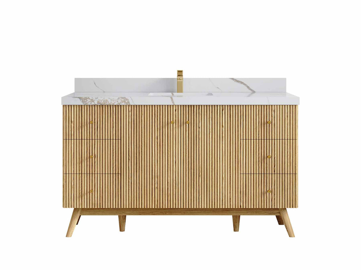 Pasadena Teak Wood 60 in. W x 22 in. D Single Sink Bathroom Vanity - Willow Bath and Vanity